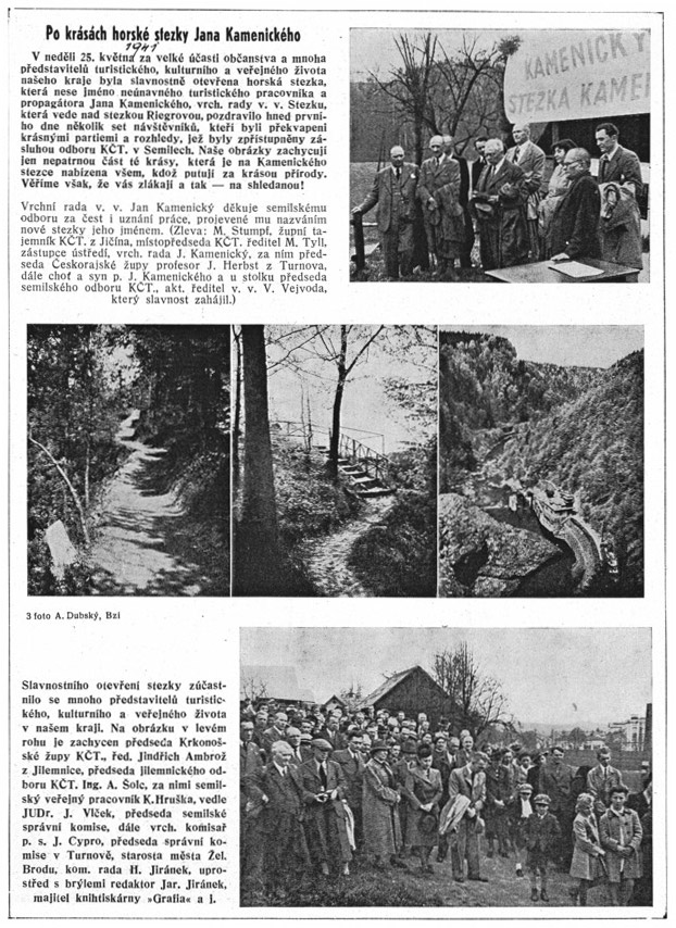 Dobov&eacute; dokumenty z př&iacute;stupněn&iacute; Kamenick&eacute;ho stezky