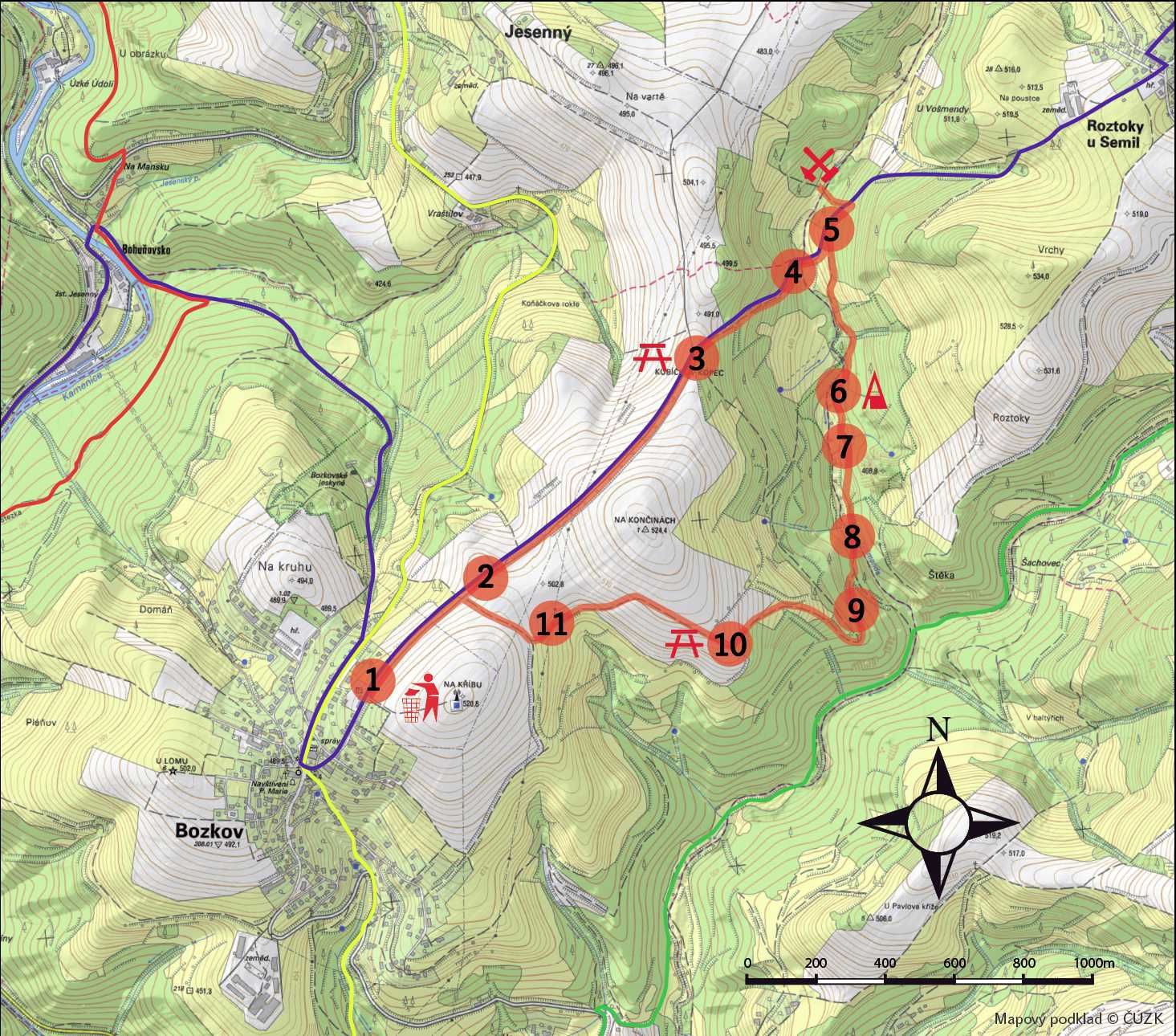 Mapa Údolím Vošmendy